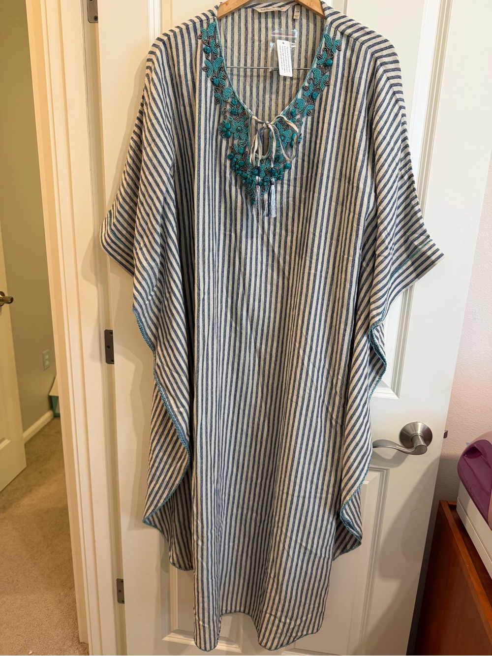 Soft Surroundings hand beaded kaftan dress. New with tags. S/M